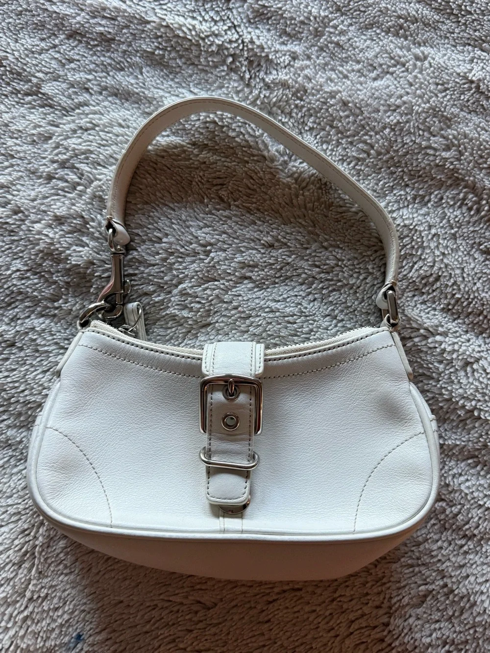 Coach White Leather Mini Shoulder Bag with Buckle - Picture 1 of 4